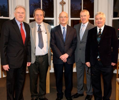 The class of 1964: Canon Desmond Sinnamon, Canon Mervyn Dickson, the Revd John Pickering, the Very Revd John Dinnen and the Revd Desmond Hanna.