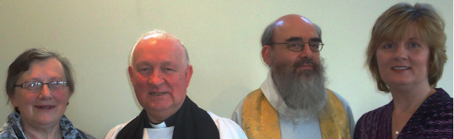 All–Ireland President of the Mothers' Union, Mrs Phyllis Grothier, the Diocesan President of the Mothers' Union in Dublin and Glendalough, Mrs Joy Gordon, Very Revd Raymond Ferguson, Al–Ireland Chaplain of the Mothers' Union, and Canon Patrick Comerford, celebrant at the Community Eucharist.