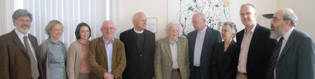 At the integrative seminar in the Church of Ireland Theological Institute (from left): Revd Dr Richard Clutterbuck, Edgehill Theological College; Revd Dr Heather Morris, Edgehill; Dr Katie Heffelfinger, CITI; Revd Patrick McGlinchey, CITI; Revd Dr Michael Thompson, Ridley Hall, Cambridge; Professor Sean Freyne, TCD; Revd Professor Robert Moberly, Durham University; Professor Judith Lieu, Cambridge; Revd Dr Maurice Elliott, CITI; and Revd Canon Patrick Comerford, CITI