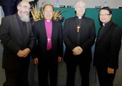 Lecturer in Anglicanism and Liturgy at the Church of Ireland Theological Institute, Canon Patrick Comerford; the Archbishop of Hong Kong, the Most Revd Dr Paul Kwong; the Archbishop of Dublin, the Most Revd Dr Michael Jackson; and the Dean of Hong Kong, the Very Revd Matthias Der at the Diocesan Synods of Dublin and Glendalough on October 16.