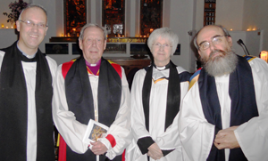 The Revd Dr Maurice Elliott, Bishop Samuel Poyntz, the Revd Bernie Daly and Canon Patrick Comerford at the Advent Carol Service in Saint Nahi's Church, Dundrum