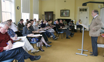 Professor Richard Bauckham addressing the atonement seminar in the Church of Ireland Theological Institute